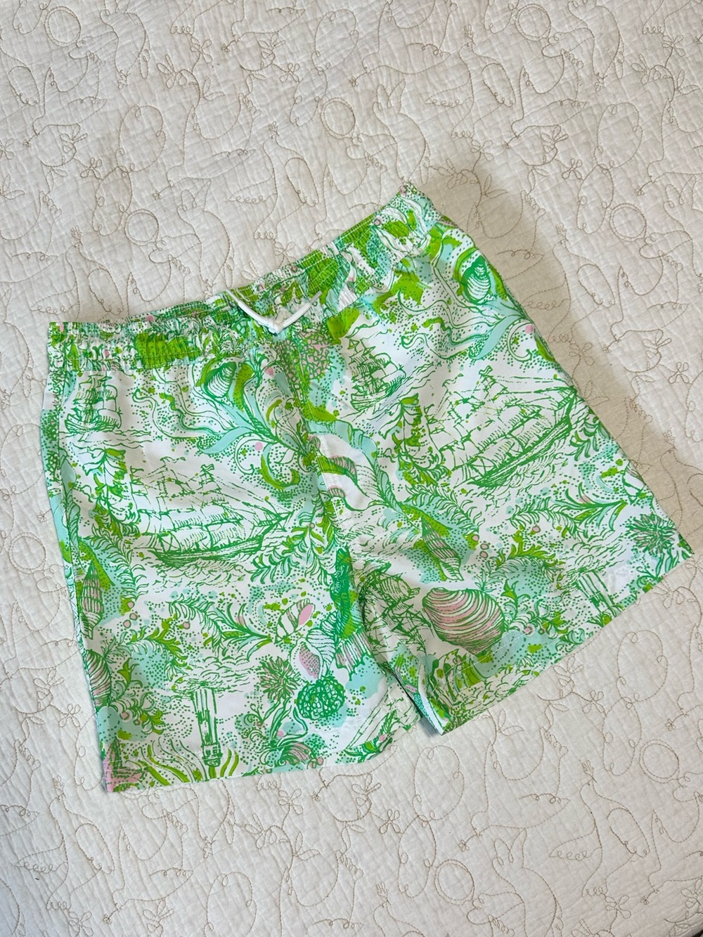 Lilly Pulitzer x Janie and Jack Boys Liam Carter Swim Trunks in Shade to Shore